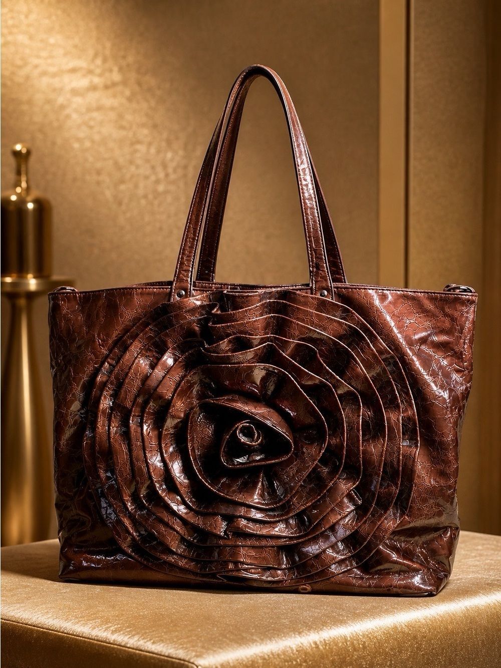 Large Brown KYA Shoulder Bag with Large Design